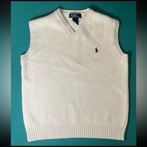 Polo Ralph Lauren Boy’s Size Medium White Sweater Vest 100% Cotton